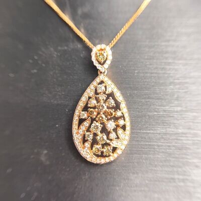 24176042 14k Rose Gold 9/10cttw Brown & White Diamond Necklace