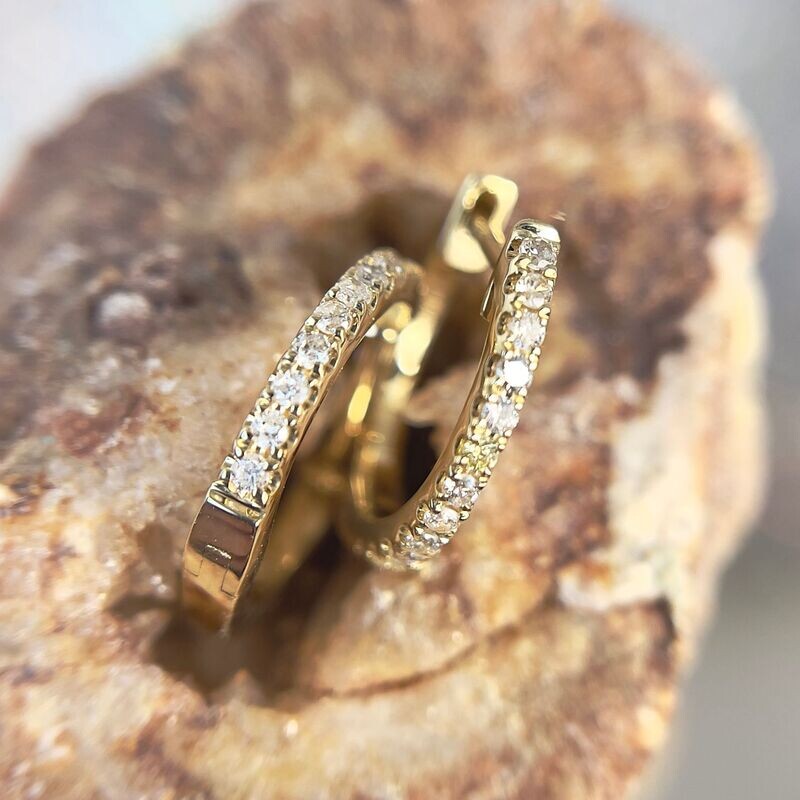 JG9846  14k Yellow Gold .24 cttw Diamond Hoop Earrings