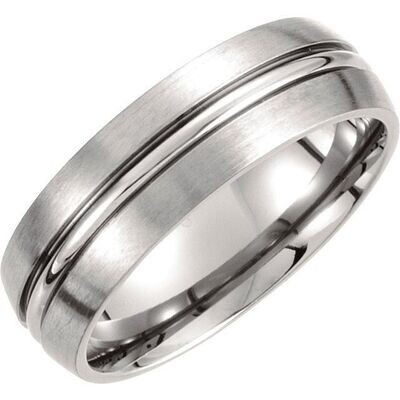 T891 Titanium Grooved Band with Satin Finish 7mm