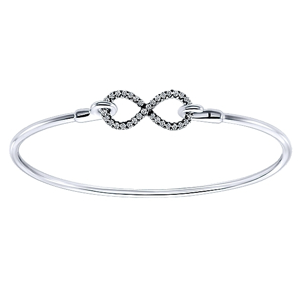 Gabriel BG3833SVJWS Sterling Silver Bangle Infinity Bracelet with White Sapphires