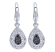 Gabriel EG11616SVJBS  Sterling Silver Dangle Earrings with Black Spinel