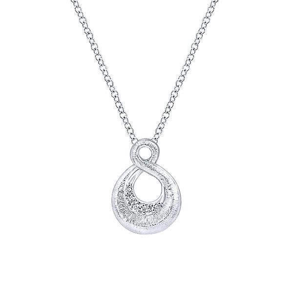 Gabriel NK3265SV5JJ  Sterling Silver Petite Necklace with Diamonds