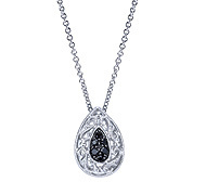 Gabriel NK3667SVJBS  Sterling Silver Necklace with Black Spinel