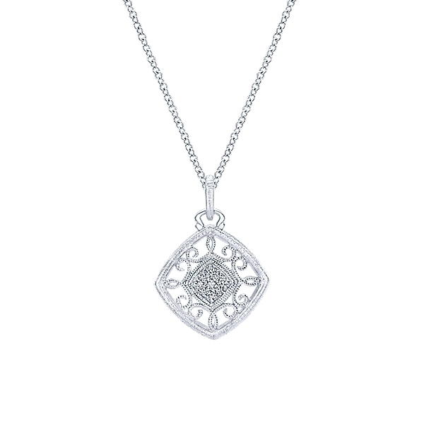 Gabriel NK4111SV5JJ  Sterling Silver "Filigree" Necklace with Diamonds
