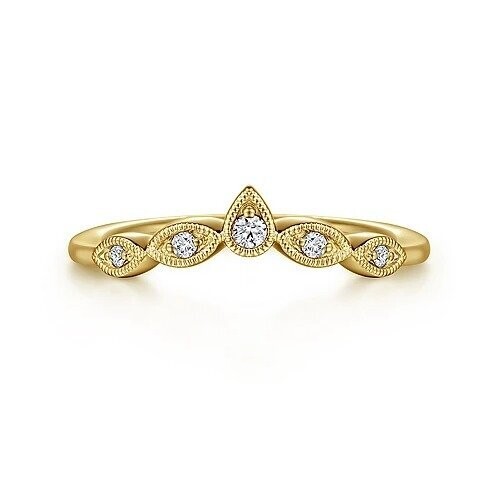 Gabriel AN15566Y44JJ Cary Vintage Inspired 14K Yellow Gold Curved Gold Diamond Anniversary Band