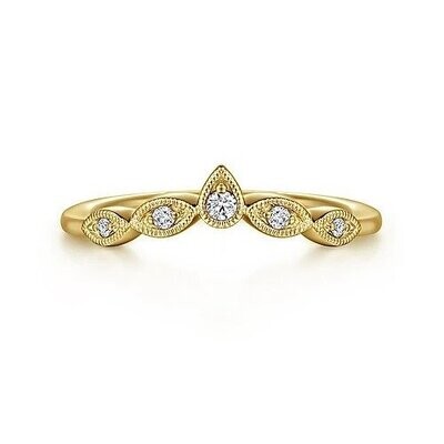 Gabriel AN15566Y44JJ Cary Vintage Inspired 14K Yellow Gold Curved Gold Diamond Anniversary Band