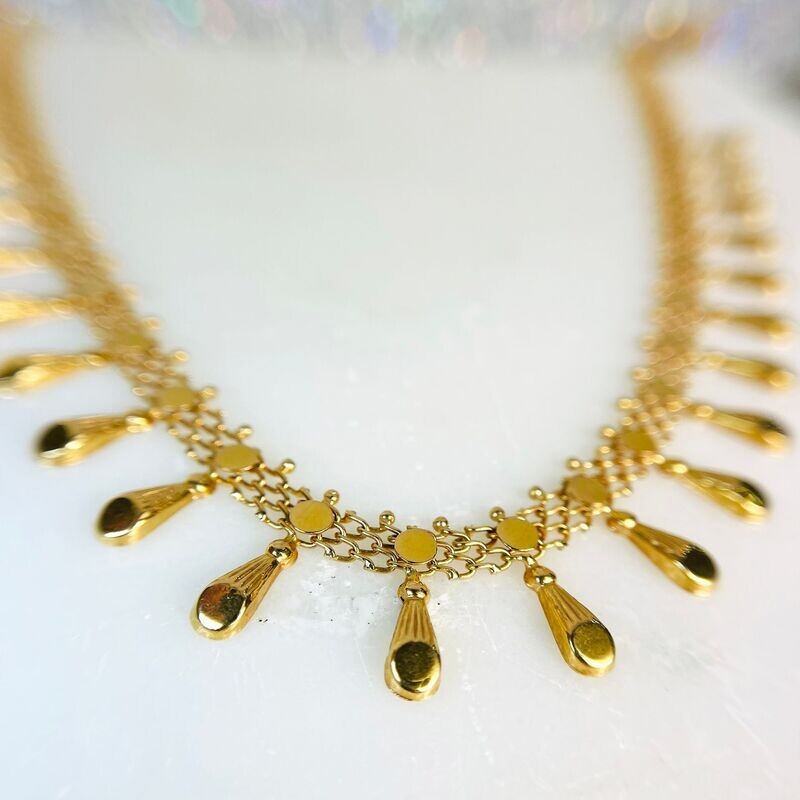 EST136  Estate 18k Yellow Gold Fancy Necklace