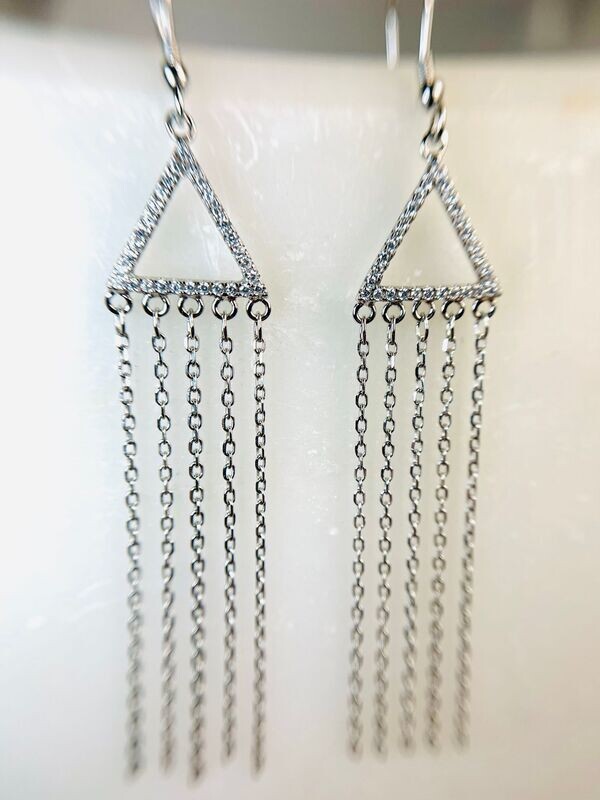 Garrison EAE20558  Sterling Silver Dangle Earrings w/ CZ's