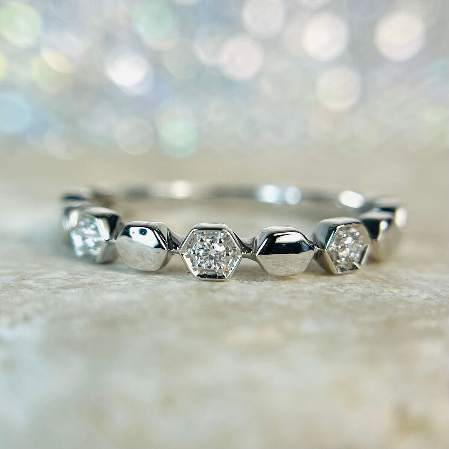 25048331  14k White Gold Diamond Stackable Band