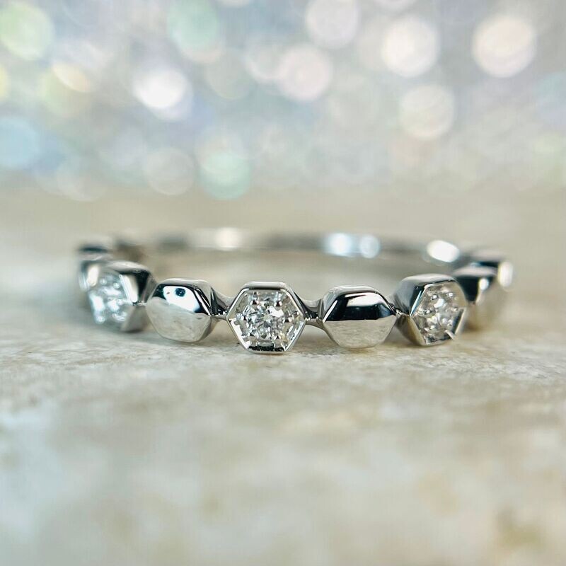 25048331  14k White Gold Diamond Stackable Band