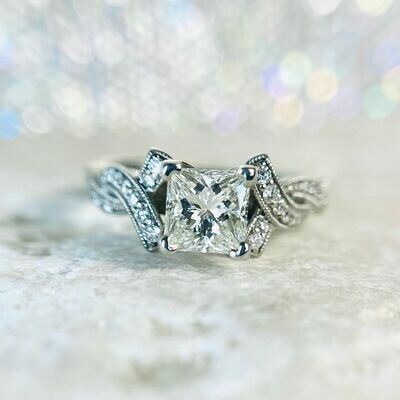 CA685 14k 1.03cttw White Gold Diamond Engagement Ring