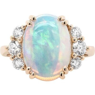 Rego A0595-01 14K Yellow Gold Ethiopian Opal and Diamond Ring