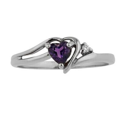 Rego 2100-07 14K White Gold Amethyst and Diamond Ring