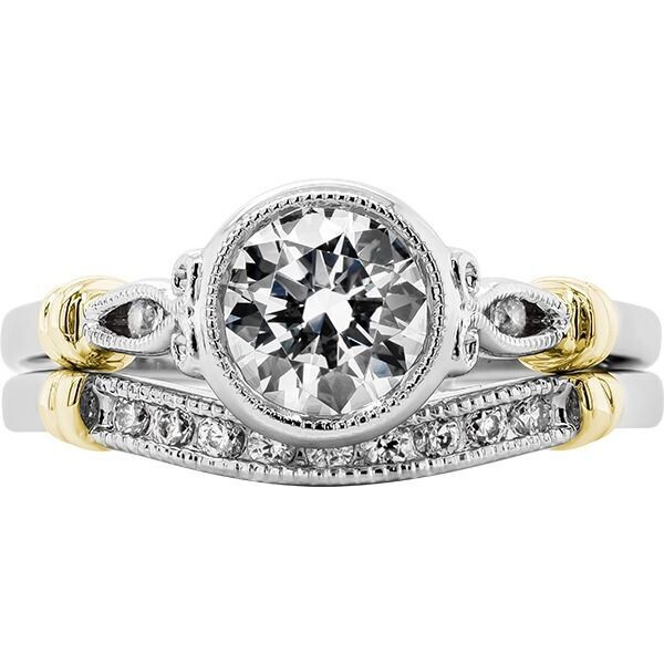 Rego 19418-01 14K Two-Tone Engagement Ring Mounting with Diamond Accents (Center Diamond Not Included)