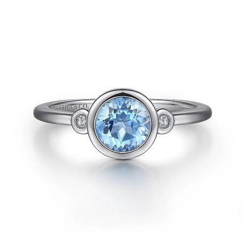 Gabriel LR52089SV5BT SS Blue Topaz and Diamond Ring