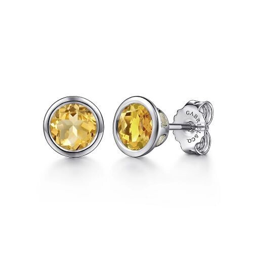 Gabriel EG14368SVJCT Sterling Silver Citrine Stud Earrings