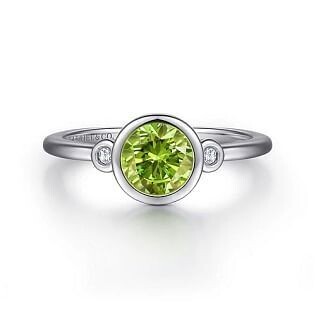 Gabriel LR52089SV5PE Sterling Silver Peridot and Diamond Ring