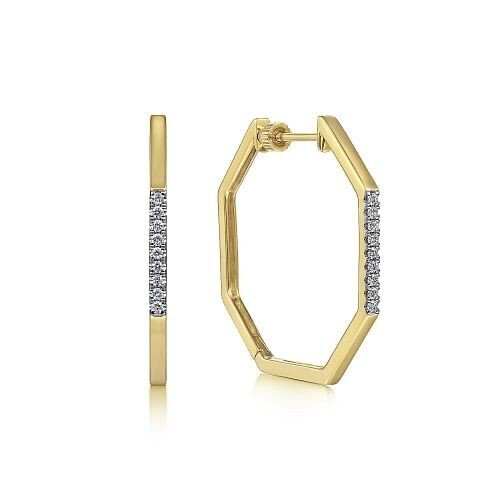 Gabriel EG14280Y45JJ 14K Diamond Hoop Earrings