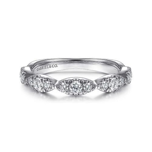Gabriel LR51936W45JJ  14K White Gold Diamond Cluster Marquise Station Ring