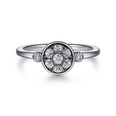 Gabriel LR52265SV5WS Sterling Silver Bezel Set Diamond and White Sapphire Cluster Ring