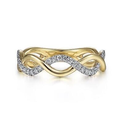 Gabriel LR51482Y45JJ 14K Yellow Gold Twisted Diamond Stackable Ring