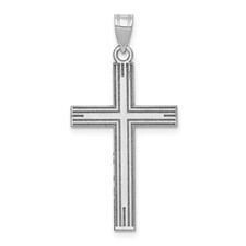XWR3 14W 14k White Gold Solid Laser Etched Cross Pendant