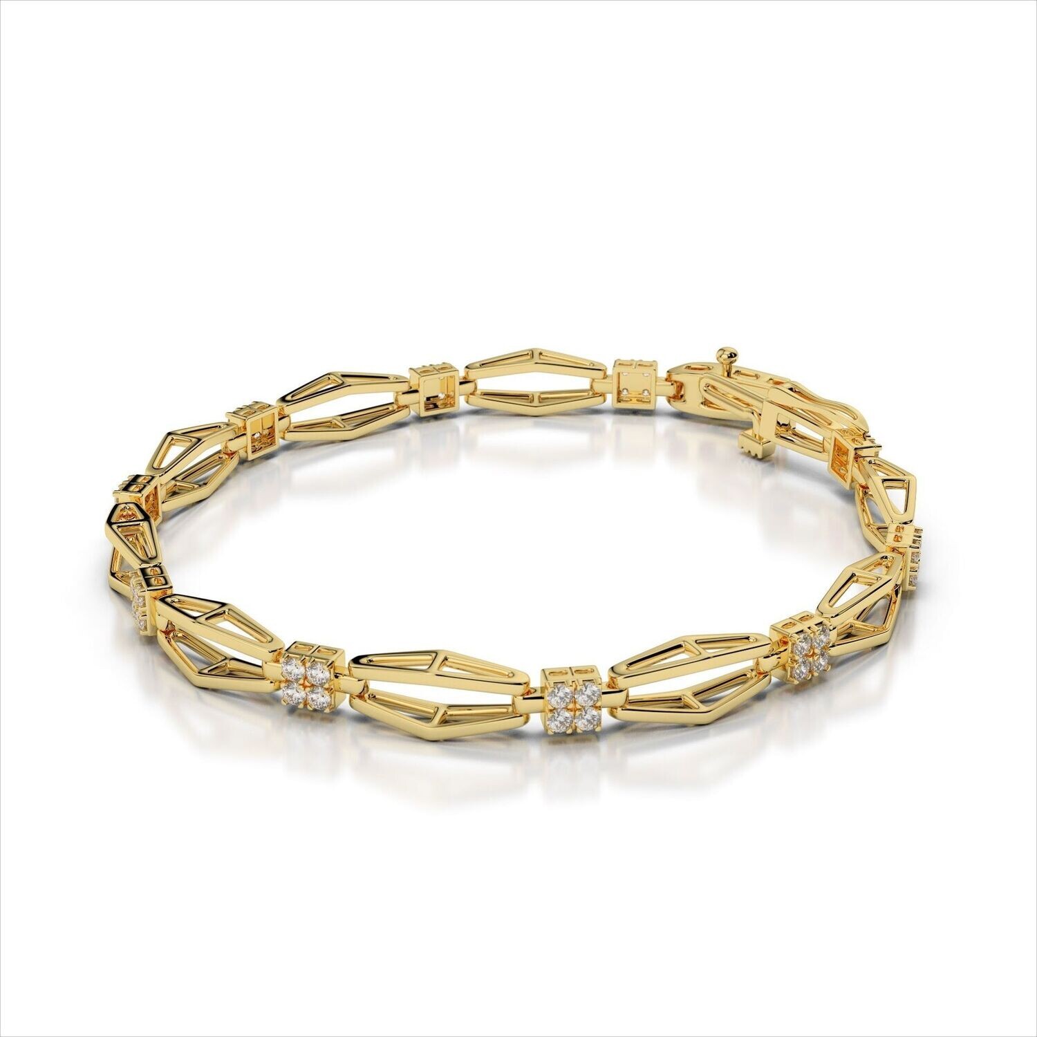 Grandeur B307 14k Yellow Gold Diamond Bracelet