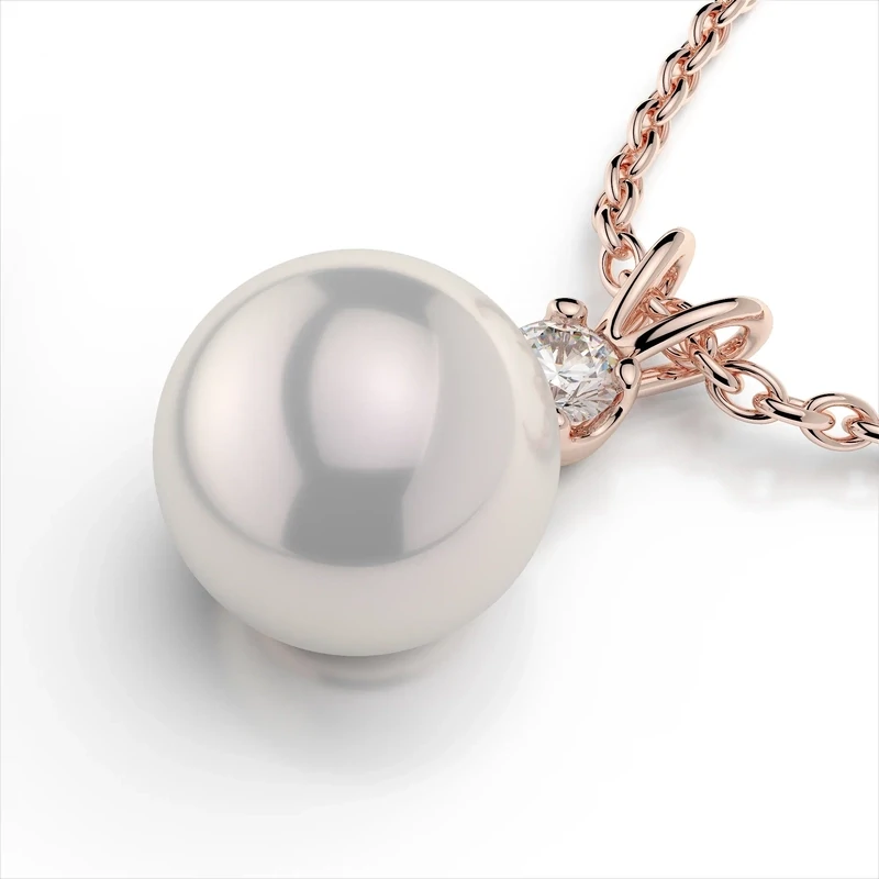 Grandeur P1352  14k Rose Gold Pearl & Diamond Necklace