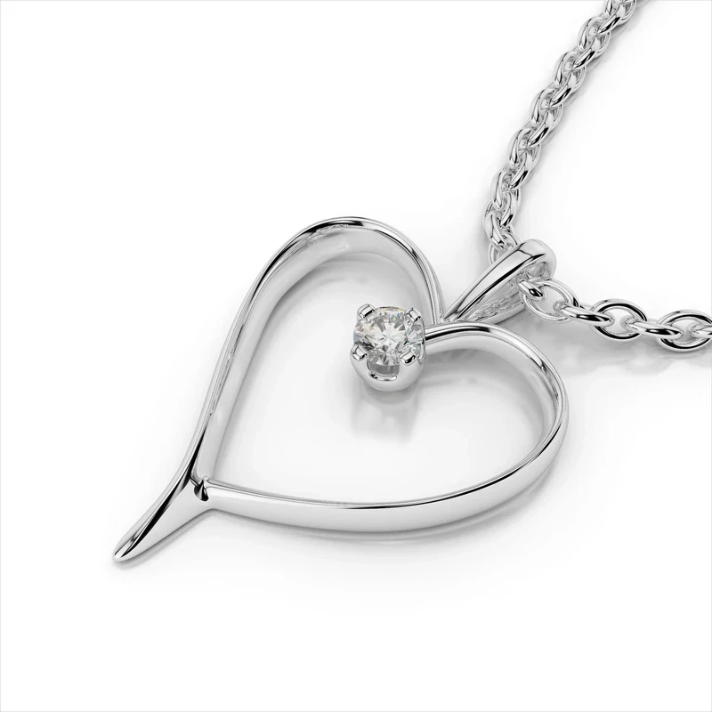 Grandeur P149K  14k White Gold Diamond Heart Necklace