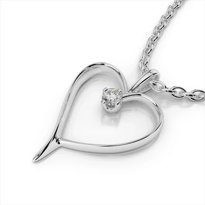 Grandeur P149K 14k White Gold Diamond Heart Necklace