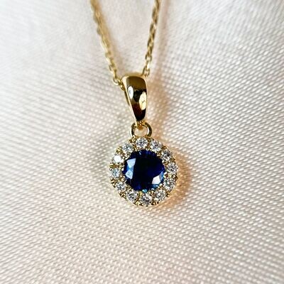 YCH Y371608PYSA 14k Yellow Gold Sapphire & Diamond Necklace