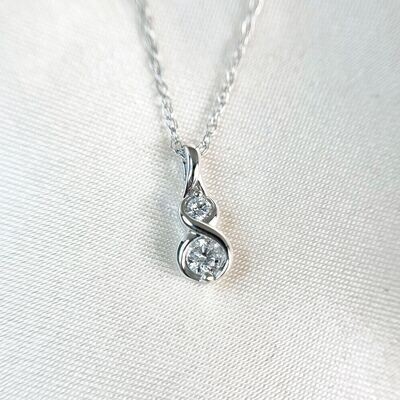 24844508 10K White Gold Diamond Two-Stone Necklace