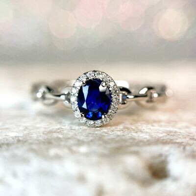 24646986 14k White Gold Sapphire & Diamond Ring