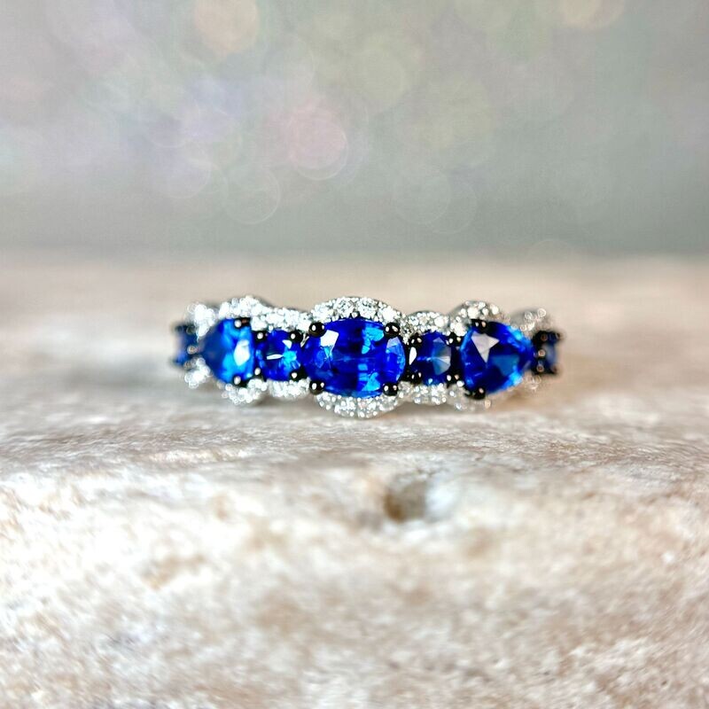24658544 14k White Gold Sapphire & Diamond Ring