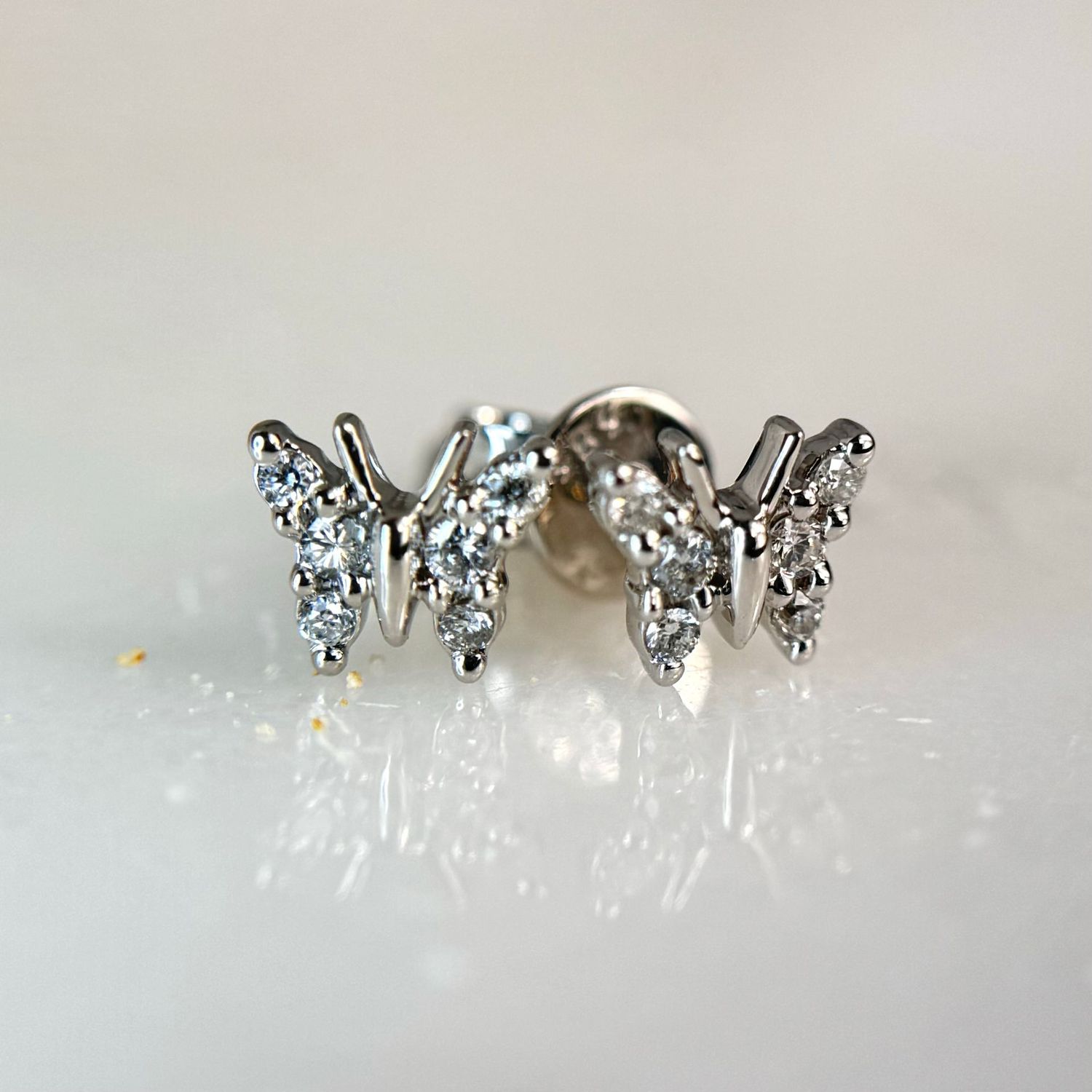 JG10577   14k White Gold Diamond Butterfly Earrings