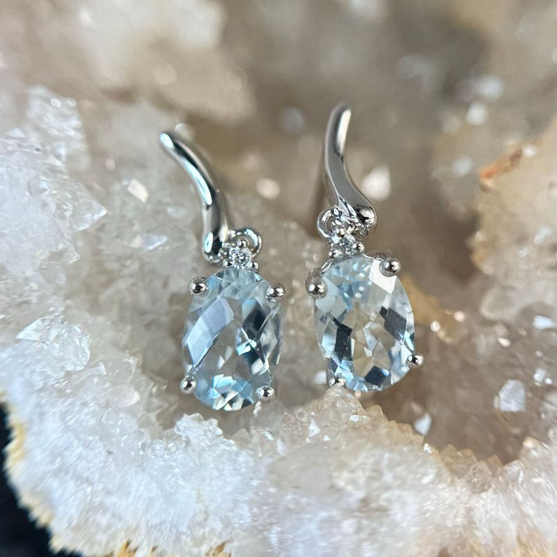 YCH Y032015EWAQ  14k White Gold Aquamarine & Diamond Earrings