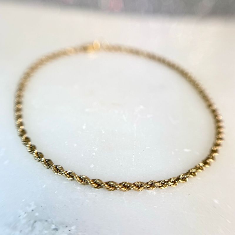 CA817  14k Yellow Gold Solid Rope Bracelet