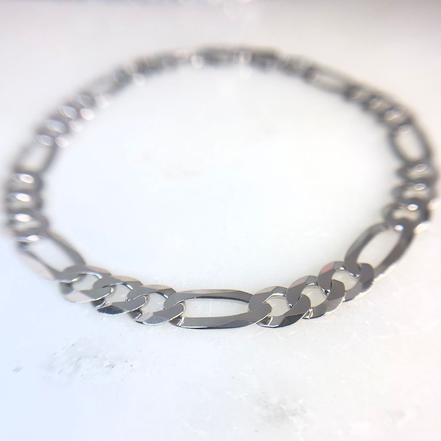 AJ  Sterling Silver 7mm Figaro link Chain/Bracelet