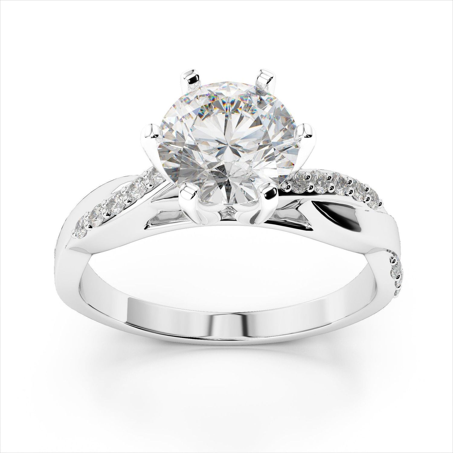 Grandeur R3497 14W Diamond Twist Engagement Ring Mounting (Center Diamond Not Included)