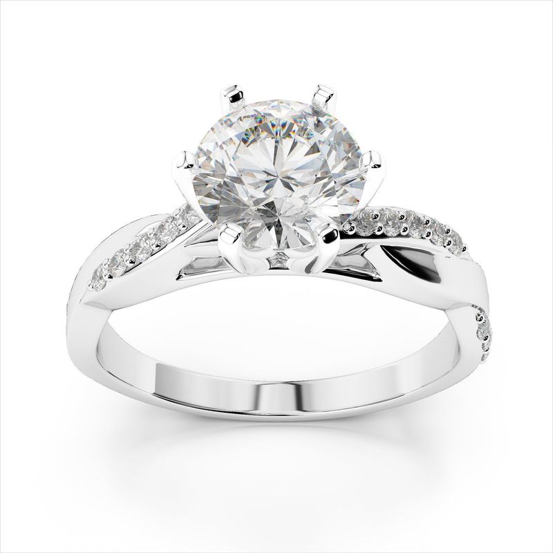 Grandeur R3497 14W Diamond Twist Engagement Ring Mounting (Center Diamond Not Included)