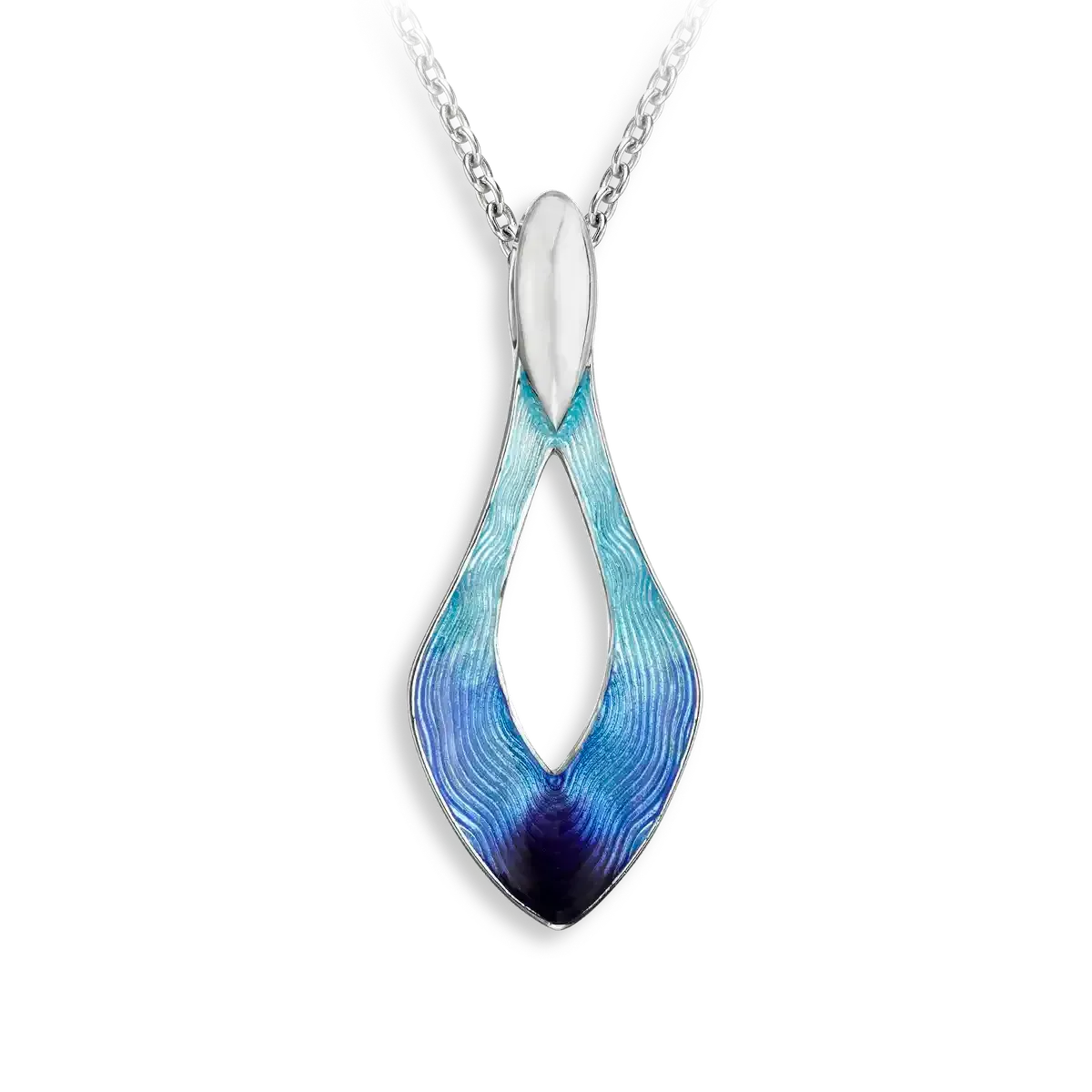 Nicole Barr NN0531A   Sterling Silver Hand-Enameled Blue Cut-Out Marquise Necklace