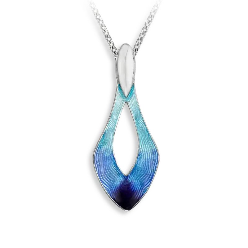 Nicole Barr NN0531A   Sterling Silver Hand-Enameled Blue Cut-Out Marquise Necklace