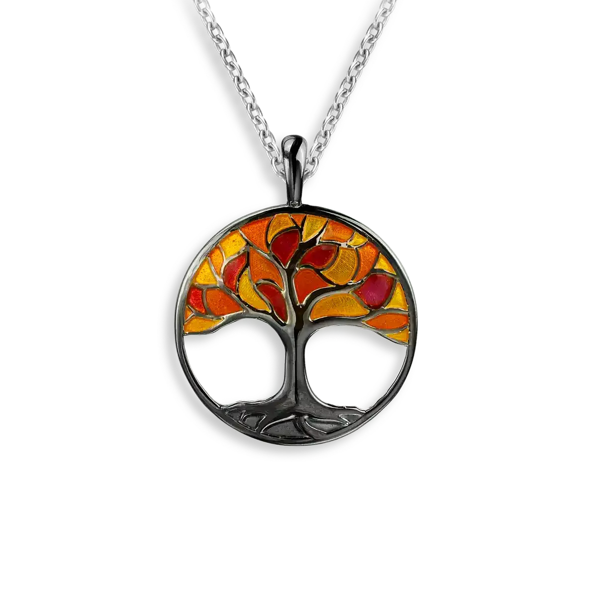 Nicole Barr NN0542B-BR   Sterling Silver Hand-Enameled Red Tree of Life Necklace