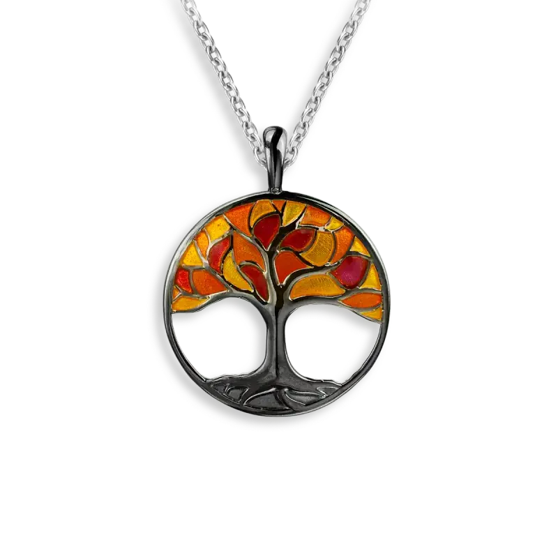 Nicole Barr NN0542B-BR   Sterling Silver Hand-Enameled Red Tree of Life Necklace