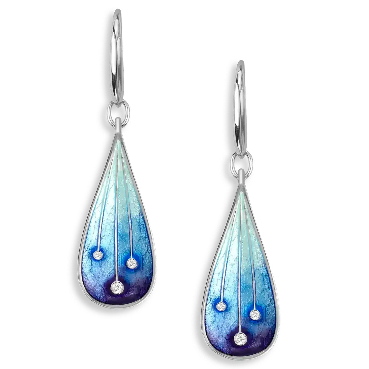 Nicole Barr NW0456YA Sterling Silver Multi Blue Sky Wire Earrings with White Sapphires