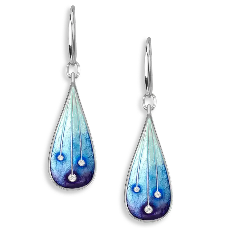 Nicole Barr NW0456YA Sterling Silver Multi Blue Sky Wire Earrings with White Sapphires