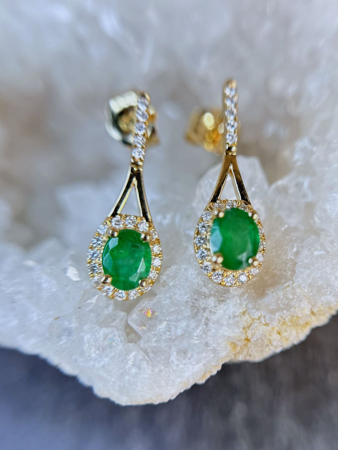 YCH Y450084EYEM 14k Yellow Gold Emerald & Diamond Earrings