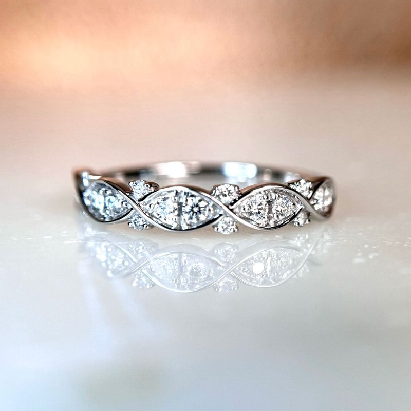 24867921  14k White Gold Diamond Stackable Band