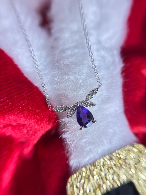 Gabriel NK6054W45AM  14k White Gold Amethyst & Diamond Necklace  (Sale Priced)