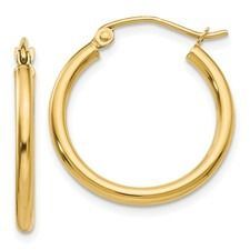 T916L 14Y 2 X 20mm Lightweight Tube Hoop Earrings